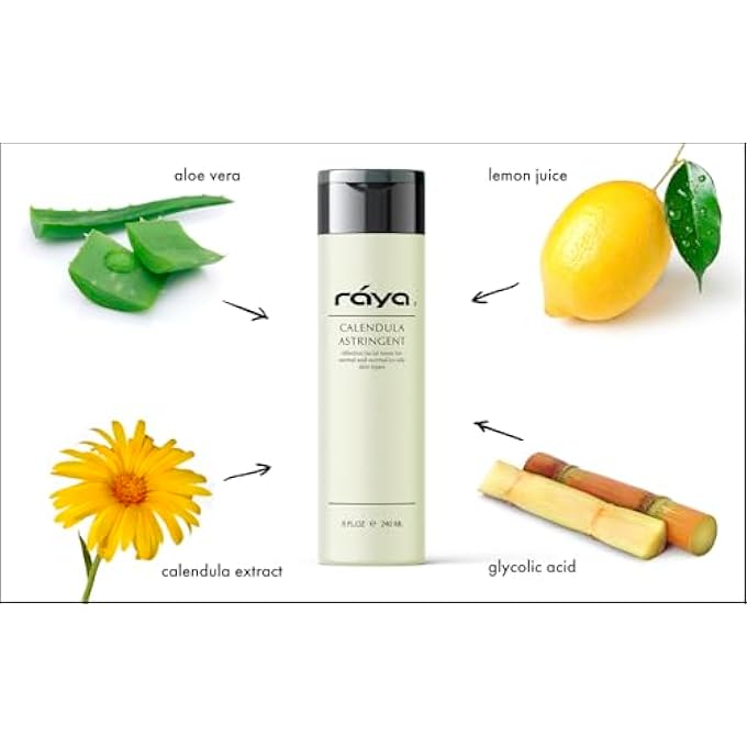 Raya CALENDULA ASTRINGENT WITH AHA 6 OZ (G-206) | GLYCOLIC FACIAL TONER FOR COMBO AND PARTIALLY OILY SKIN PRONE TO BREAK-OUTS | HELPS NORMALIZE PH AND FIGHT BACTERIA | MADE WITH. - Image 2